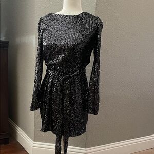 Elegant Black Sequin Dress